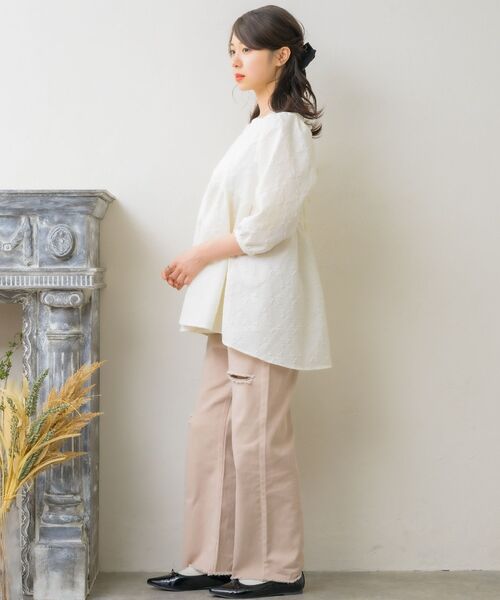 セール】リボンジャガードチュニックBL（シャツ/ブラウス）｜ems