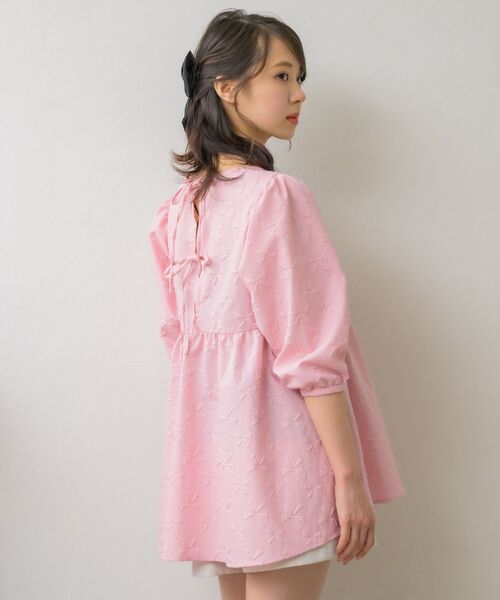 セール】リボンジャガードチュニックBL（シャツ/ブラウス）｜ems