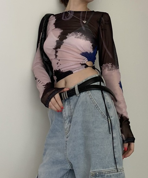 LYEON（リヨン）の「シースルーグラデーショントップス/ロンT（Tシャツ/カットソー・レディース・ブラウン・FREE）」の11枚目の写真