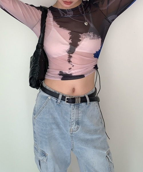 LYEON（リヨン）の「シースルーグラデーショントップス/ロンT（Tシャツ/カットソー・レディース・ブラウン・FREE）」の14枚目の写真