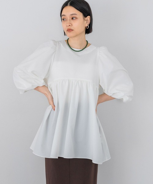 A part by（アパートバイ）の「ペプラムブラウス_長袖（シャツ/ブラウス・レディース・ライトベージュ/アイボリー/ブラック/オフホワイト・FREE）」の5枚目の写真