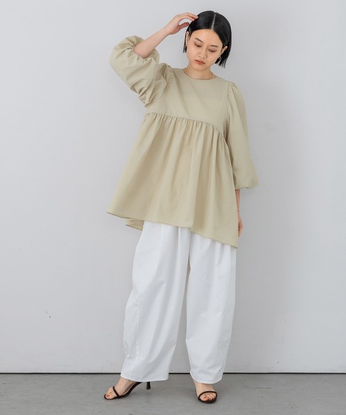 A part by（アパートバイ）の「ペプラムブラウス_長袖（シャツ/ブラウス・レディース・ライトベージュ/アイボリー/ブラック/オフホワイト・FREE）」の10枚目の写真