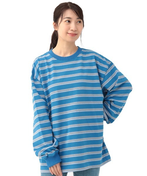 ⭐︎超可愛いch!iii完売ボーダーTシャツ⭐︎ ボーダーオーバーサイズTシャツ(90 ベージュ): キッズ