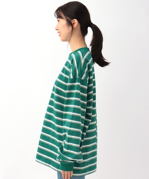 セール】カラフルボーダークルーネックロングTシャツ【ユニ