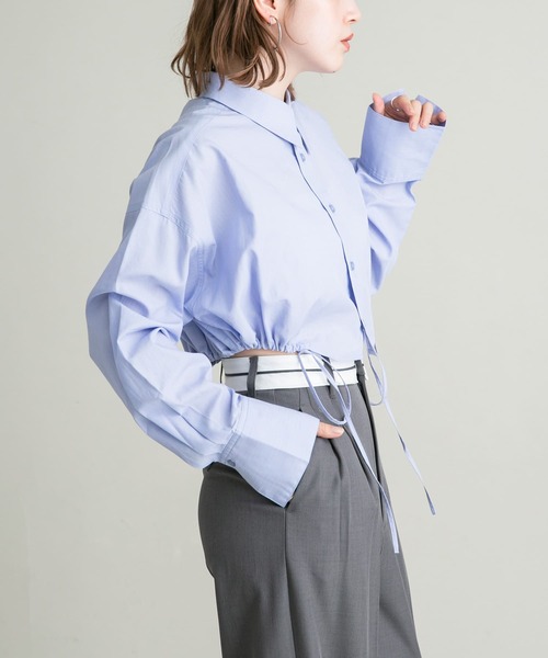 KBF（ケイビーエフ）の「ヘムドロストシャツ（シャツ/ブラウス・レディース・ブルー系その他/ブラック/パープル系その他/オフホワイト・ONE）」の4枚目の写真