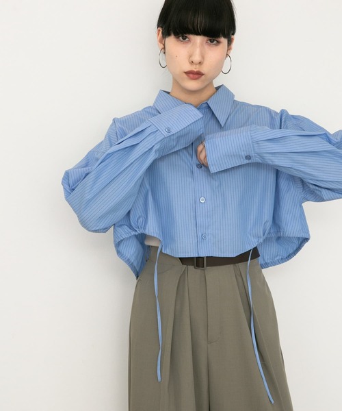 KBF（ケイビーエフ）の「ヘムドロストシャツ（シャツ/ブラウス・レディース・ブルー系その他/ブラック/パープル系その他/オフホワイト・ONE）」の12枚目の写真