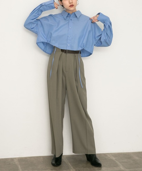 KBF（ケイビーエフ）の「ヘムドロストシャツ（シャツ/ブラウス・レディース・ブルー系その他/ブラック/パープル系その他/オフホワイト・ONE）」の16枚目の写真