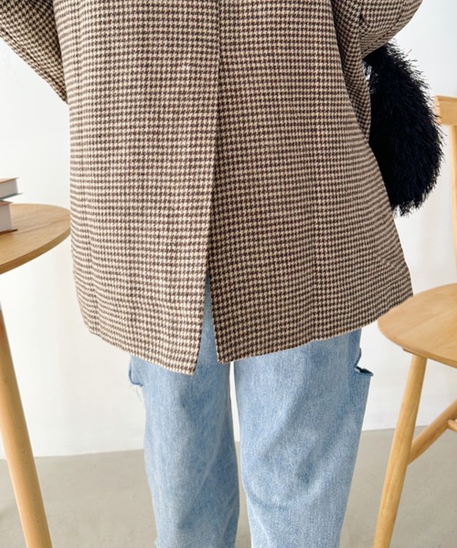 CLEA(クレア)の「2WAYベルト付きチェックテーラードコート(チェスターコート・レディース・ブラック/ブラウン・FREE)」の19枚目の写真