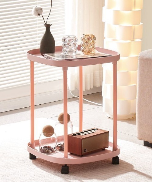 Made in I（メイドインアイ）の「キャスター付き2段式サイドワゴン（家具・レディース・ブラック/ホワイト/ブルー/ピンク・FREE）」の4枚目の写真