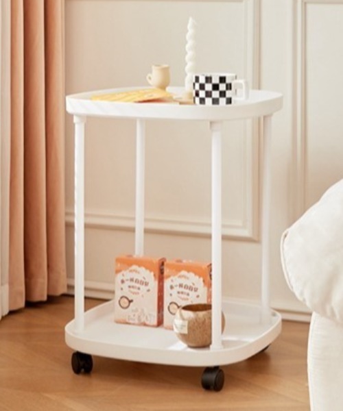 Made in I（メイドインアイ）の「キャスター付き2段式サイドワゴン（家具・レディース・ブラック/ホワイト/ブルー/ピンク・FREE）」の5枚目の写真