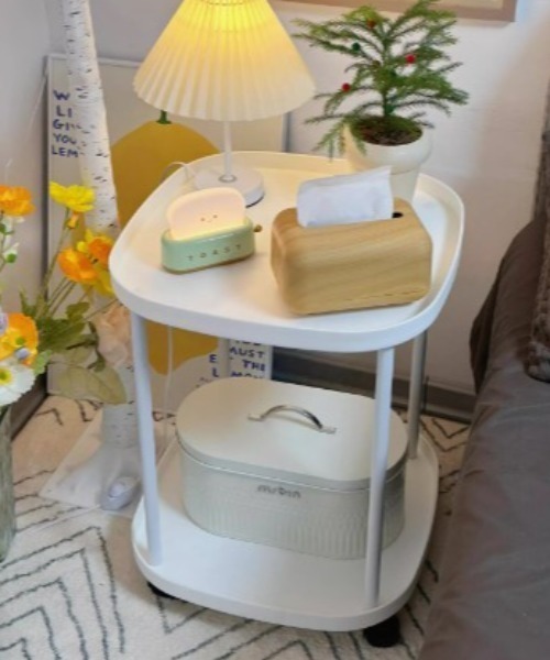 Made in I（メイドインアイ）の「キャスター付き2段式サイドワゴン（家具・レディース・ブラック/ホワイト/ブルー/ピンク・FREE）」の7枚目の写真