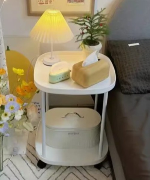 Made in I（メイドインアイ）の「キャスター付き2段式サイドワゴン（家具・レディース・ブラック/ホワイト/ブルー/ピンク・FREE）」の6枚目の写真