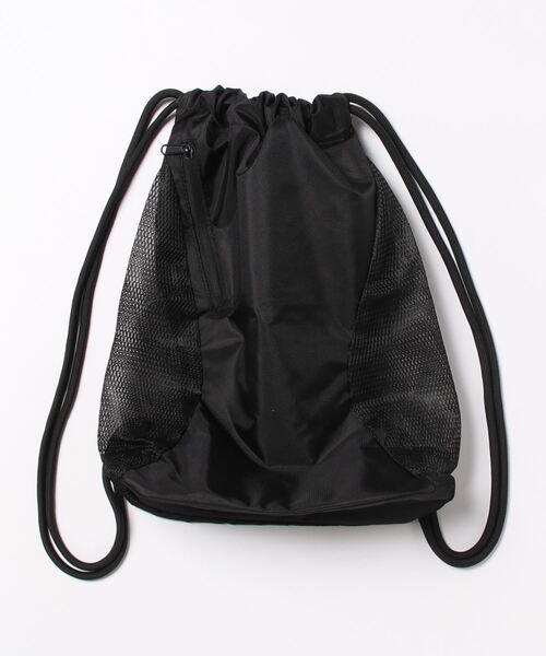 SPINNS（スピンズ）の「ナイロンメッシュ切替ナップサック/縦ジップポケット/ドローストリングバッグ/ユニセックス（バックパック/リュック・メンズ・グレー/ブラック・ONESIZE）」の9枚目の写真