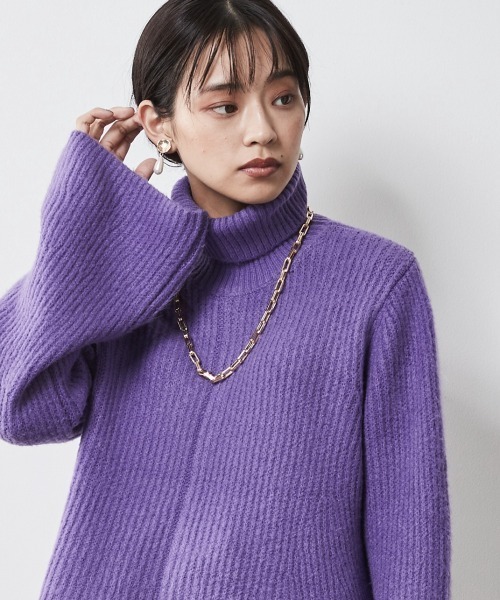 CHIC STYLE(シックスタイル)の「<大きいサイズ>Aラインタートルニットプルオーバー シックスタイル(ニット/セーター・レディース・ブラック/パープル・L/LL/3L/4L/5L)」の21枚目の写真
