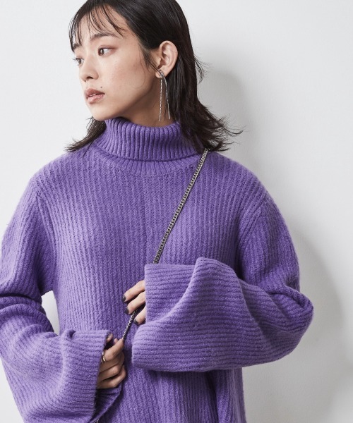 CHIC STYLE(シックスタイル)の「<大きいサイズ>Aラインタートルニットプルオーバー シックスタイル(ニット/セーター・レディース・ブラック/パープル・L/LL/3L/4L/5L)」の22枚目の写真