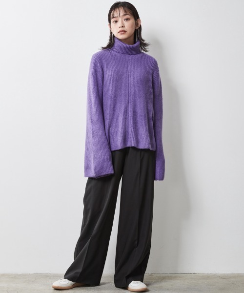 CHIC STYLE(シックスタイル)の「<大きいサイズ>Aラインタートルニットプルオーバー シックスタイル(ニット/セーター・レディース・ブラック/パープル・L/LL/3L/4L/5L)」の18枚目の写真