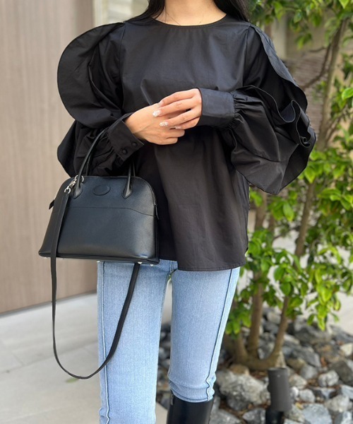 MODE ROBE（モードローブ）の「フリルスリーブブラウス（シャツ/ブラウス・レディース・ブラック/ホワイト・FREE）」の10枚目の写真