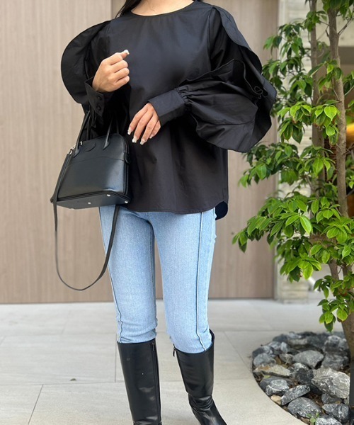 MODE ROBE（モードローブ）の「フリルスリーブブラウス（シャツ/ブラウス・レディース・ブラック/ホワイト・FREE）」の13枚目の写真