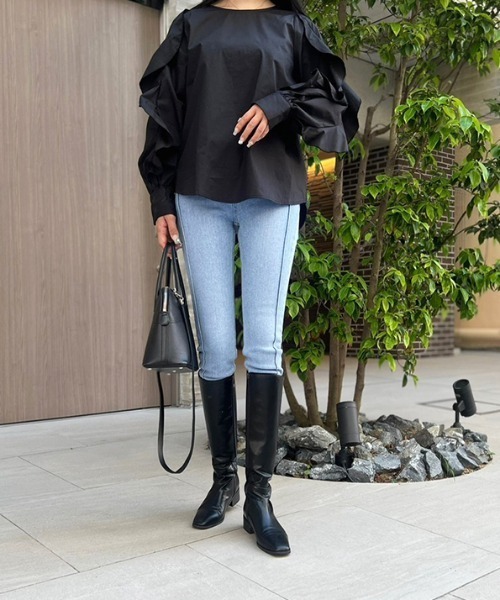 MODE ROBE（モードローブ）の「フリルスリーブブラウス（シャツ/ブラウス・レディース・ブラック/ホワイト・FREE）」の14枚目の写真