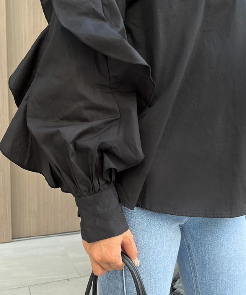 MODE ROBE（モードローブ）の「フリルスリーブブラウス（シャツ/ブラウス・レディース・ブラック/ホワイト・FREE）」の15枚目の写真