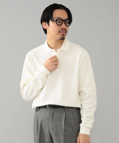 BEAMS F(ビームスエフ)の「ELACIO / カノコ ロングスリーブ ポロシャツ(ポロシャツ・メンズ・ブラック/ホワイト系その他2/パープル系その他5・4/5/3)」の5枚目の写真