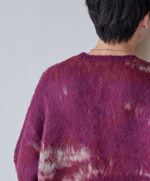 MONO-MART(モノマート)の「アブストラクトシャギーモヘアライク ルーズクルーネックニット(ニット/セーター・メンズ・ブルー/ブラウン/ブラック/ワイン/アッシュブラウン/ブラック系/ネイビー/チェリーレッド・M/L)」の13枚目の写真