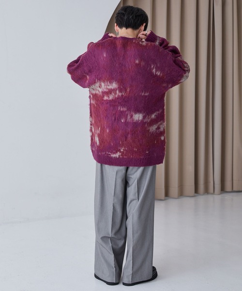 アブストラクトシャギーモヘアライク ルーズクルーネックニット