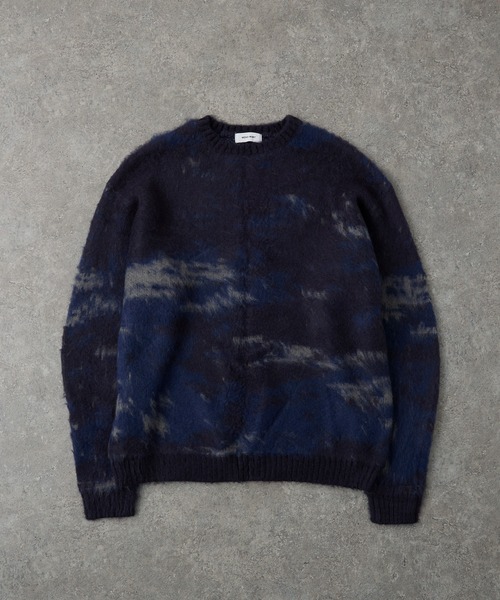 セール】アブストラクトシャギーモヘアライク ルーズクルーネック