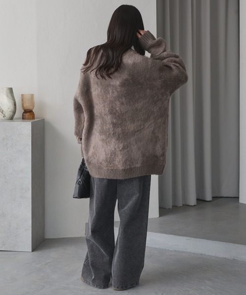 セール】アブストラクトシャギーモヘアライク ルーズクルー