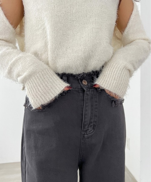 Olu.（オルドット）の「フリンジデザインワイドデニム（デニムパンツ・レディース・ブラウン系その他/ダークグレー・0/1）」の9枚目の写真