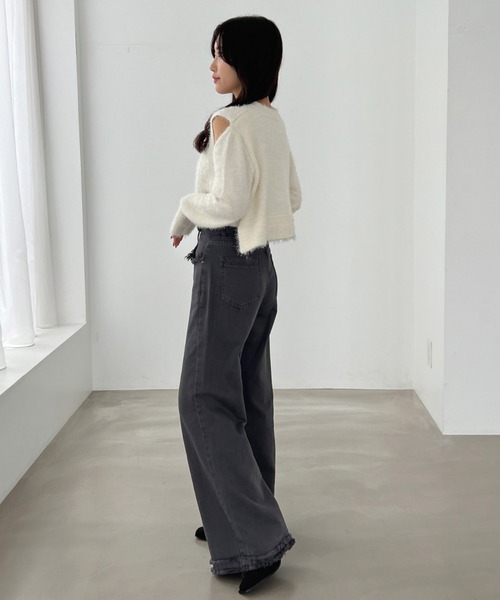 Olu.（オルドット）の「フリンジデザインワイドデニム（デニムパンツ・レディース・ブラウン系その他/ダークグレー・0/1）」の4枚目の写真