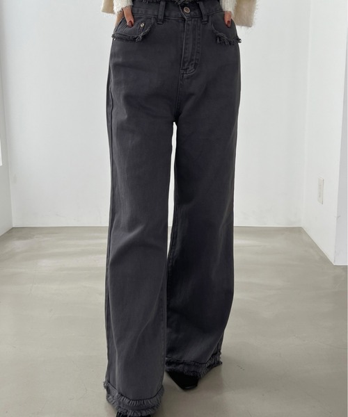 Olu.（オルドット）の「フリンジデザインワイドデニム（デニムパンツ・レディース・ブラウン系その他/ダークグレー・0/1）」の8枚目の写真