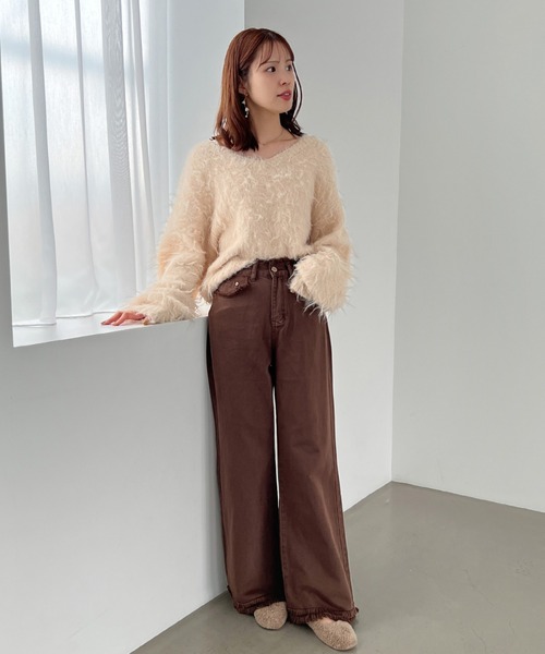 Olu.（オルドット）の「フリンジデザインワイドデニム（デニムパンツ・レディース・ブラウン系その他/ダークグレー・0/1）」の12枚目の写真