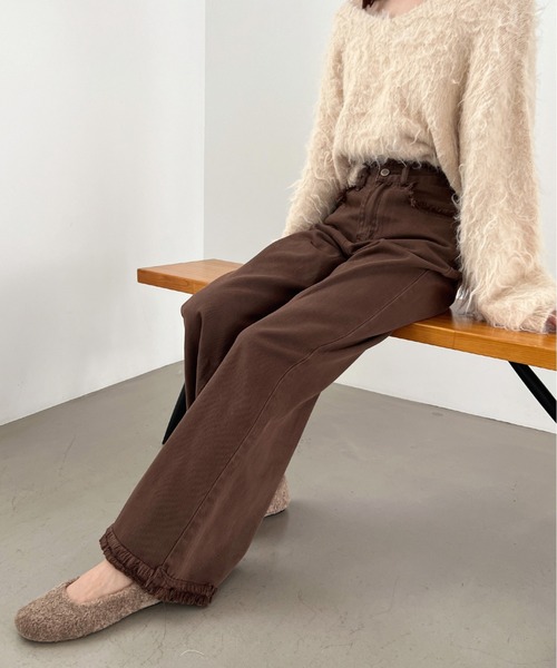 Olu.（オルドット）の「フリンジデザインワイドデニム（デニムパンツ・レディース・ブラウン系その他/ダークグレー・0/1）」の14枚目の写真