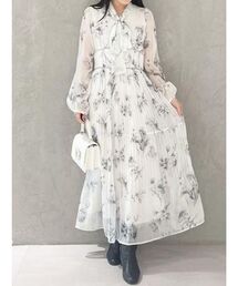 MERCURYDUO | シアーレイヤードフラワープリントプリーツワンピース(ワンピース)