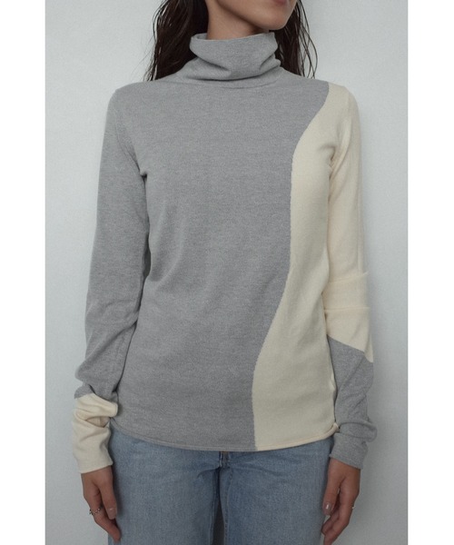 ALEXIA STAM（アリシアスタン）の「High Neck Knit Top /配色ハイネックニットトップス（ニット/セーター・レディース・ブラック/グレー/モカ・FREE）」の10枚目の写真