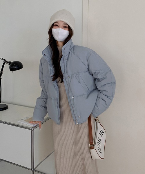 LAC-VERT（ラック・ヴェール）の「中綿ハイネックダウンジャケット/ブルゾン（ダウンジャケット/コート・レディース・キャメル/アイボリー/ブルー/ブラック・FREE）」の15枚目の写真