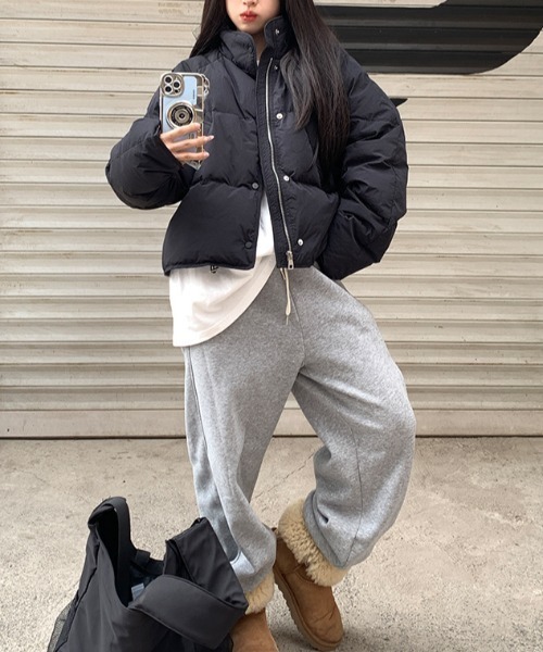 LAC-VERT（ラック・ヴェール）の「中綿ハイネックダウンジャケット/ブルゾン（ダウンジャケット/コート・レディース・キャメル/アイボリー/ブルー/ブラック・FREE）」の5枚目の写真