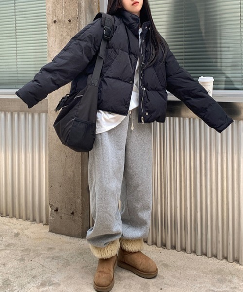 LAC-VERT（ラック・ヴェール）の「中綿ハイネックダウンジャケット/ブルゾン（ダウンジャケット/コート・レディース・キャメル/アイボリー/ブルー/ブラック・FREE）」の6枚目の写真