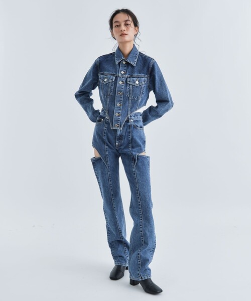 《12/3まで期間限定》【JOHN LAWRENCE SULLIVAN/ジョンローレンスサリバン】WASHED DENIM CUTTING JACKET/ウォッシュドデニムカッティングジャケット