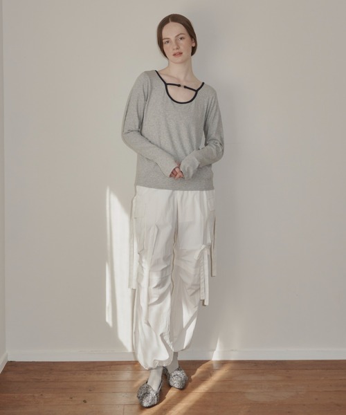 idem（イデム）の「2way heart metal tops/ロングスリーブリブトップス（Tシャツ/カットソー・レディース・グレー/アイボリー・FREE）」の13枚目の写真