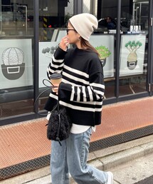 fredy emue | ハイネック袖スリットプルオーバーニット(ニット/セーター)