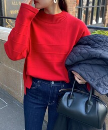 fredy emue | ハイネック袖スリットプルオーバーニット(ニット/セーター)