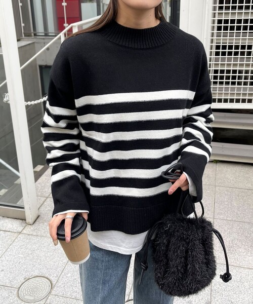 fredy emue（フレディエミュ）の「ハイネック袖スリットプルオーバーニット（ニット/セーター・レディース・レッド/ホワイト系その他/ブラック系その他/グレー系その他・38）」の10枚目の写真