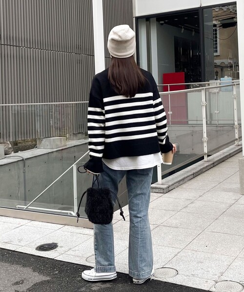 fredy emue（フレディエミュ）の「ハイネック袖スリットプルオーバーニット（ニット/セーター・レディース・レッド/ホワイト系その他/ブラック系その他/グレー系その他・38）」の11枚目の写真