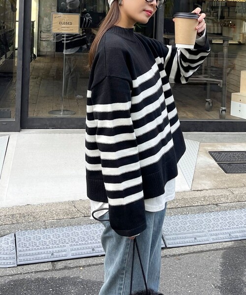 fredy emue（フレディエミュ）の「ハイネック袖スリットプルオーバーニット（ニット/セーター・レディース・レッド/ホワイト系その他/ブラック系その他/グレー系その他・38）」の12枚目の写真