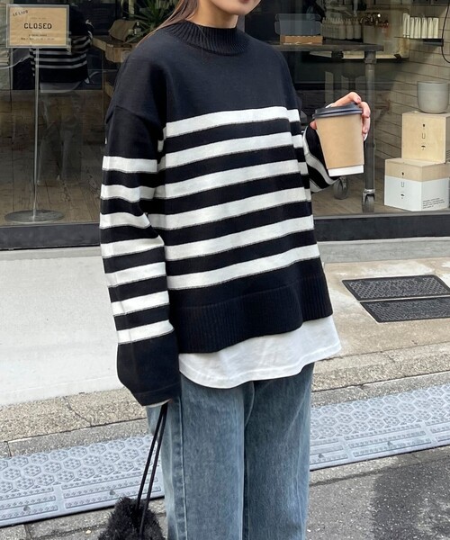 fredy emue（フレディエミュ）の「ハイネック袖スリットプルオーバーニット（ニット/セーター・レディース・レッド/ホワイト系その他/ブラック系その他/グレー系その他・38）」の13枚目の写真