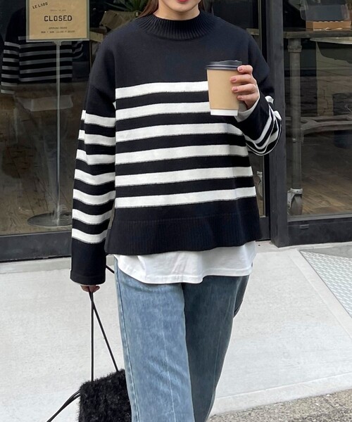 fredy emue（フレディエミュ）の「ハイネック袖スリットプルオーバーニット（ニット/セーター・レディース・レッド/ホワイト系その他/ブラック系その他/グレー系その他・38）」の14枚目の写真