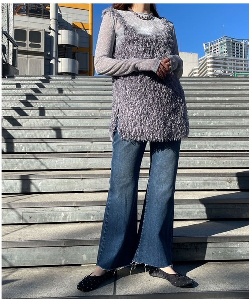 LOWRYS FARM(ローリーズファーム)の「CONE/フレアパンツ 991525(デニムパンツ・レディース・ブラック/ブルー/ブルー系その他・MEDIUM/LARGE)」の8枚目の写真