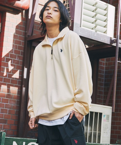 U.S. POLO ASSN.(ユーエスポロアッスン)の「U.S. POLO ASSN. 別注 ワンポイントロゴ刺繍スタンドネックスウェットハーフジップ ビッグシルエット(スウェット・メンズ・ブラック×グレー/ホワイト系/グレー系/ベージュ/アイボリー/ブラック/アッシュグレー・L/M/S)」の9枚目の写真